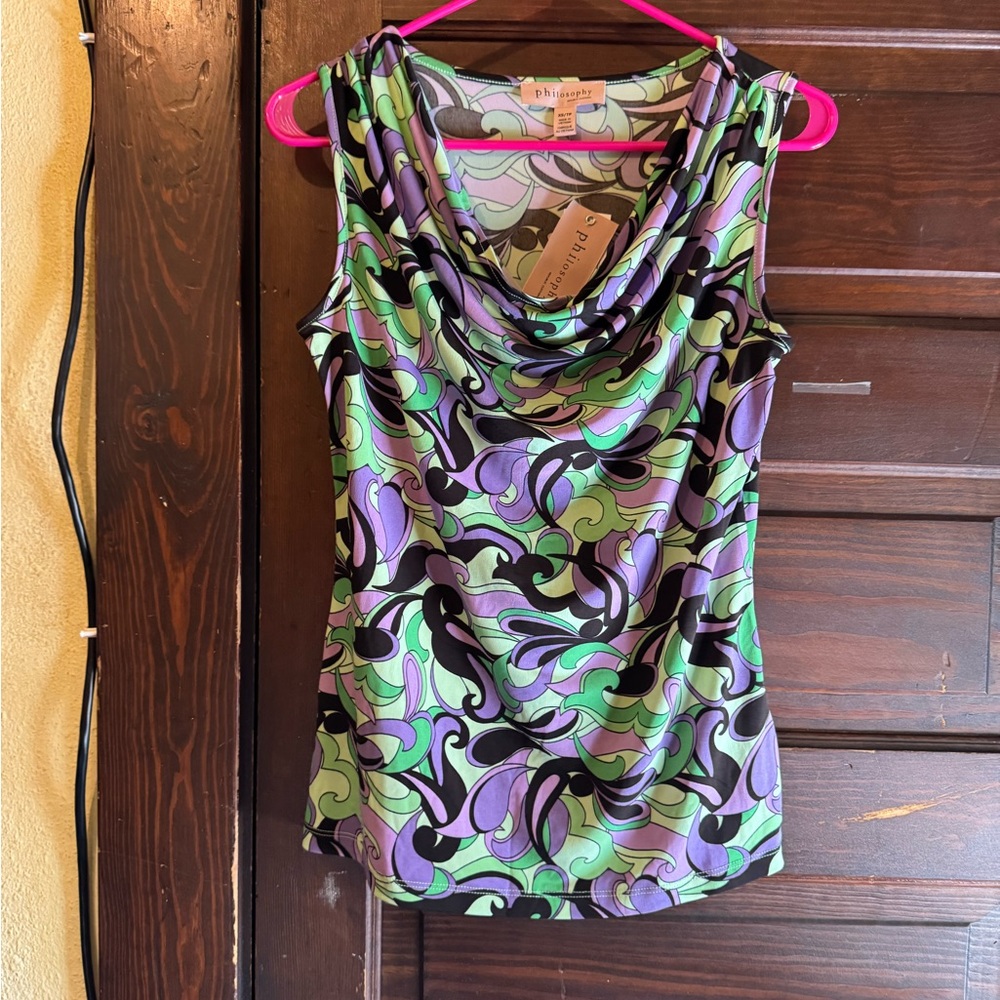 Philosophy Graphic Purple and Green Tank Top